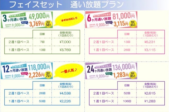 フェイスセット通い放題プラン